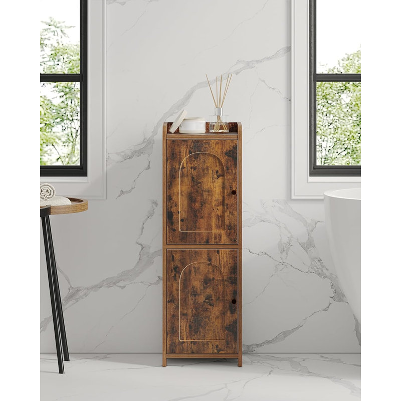 Bathroom Storage Cabinet, Small Corner Floor Cabinet With 2 Doors And Adjustable Shelf, Narrow Toilet Paper Cabinets, Bathroom Organizer For Small Spaces, 7.9" D X 9.8" W X 29.5" H