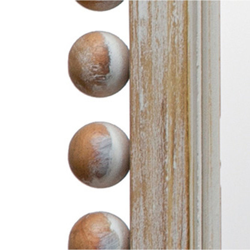 Willa Wood Ball Framed Arched Wall Mirror, Light Brown, 34" x 24"