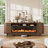 97"W Modern TV Stand With 60" Electric Fireplace For Tvs Up To 100", Tambour Door Media Console Cabinet, Fluted Entertainment Center-1790379018