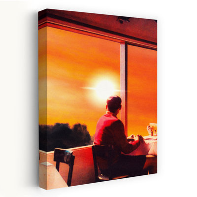 Patience Retro Surreal Vintage Sunset Landscape Wall Art Print 1 Piece Wrapped Canvas Wall Art