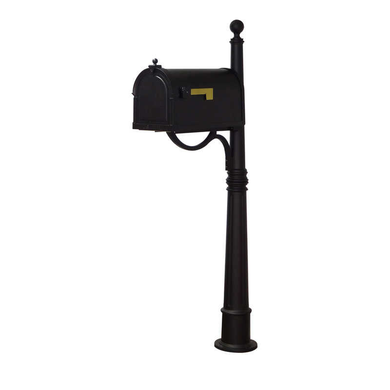 Berkshire Black Aluminum Curbside Mailbox with Ashland Post