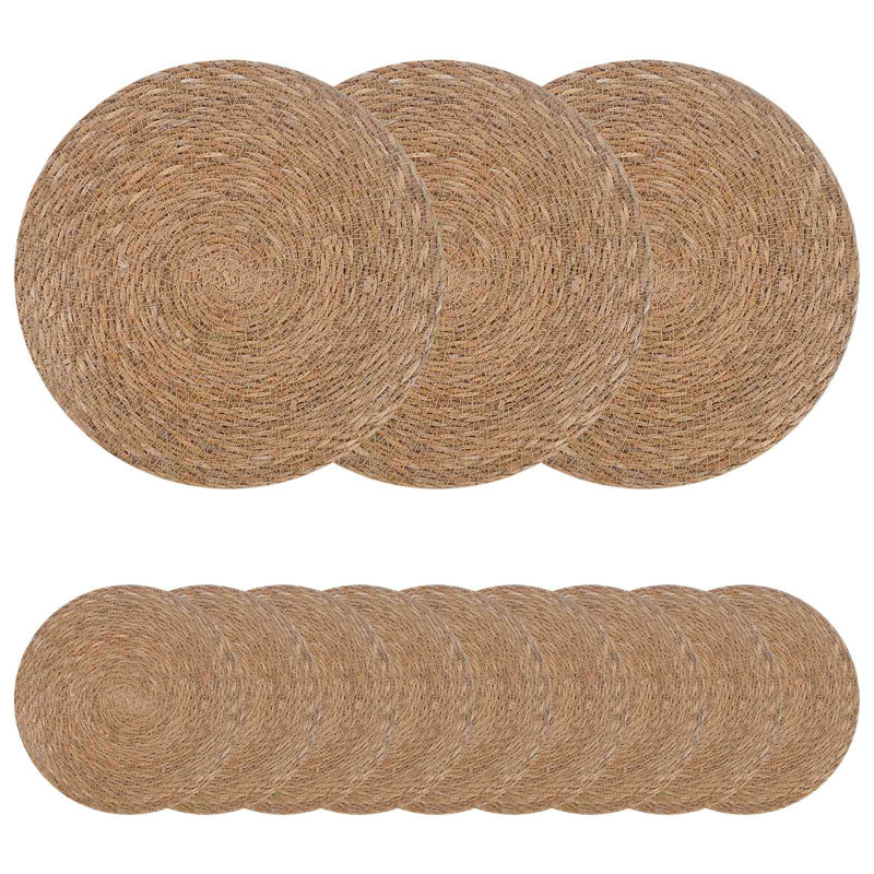  Seagrass Placemets 100% Seagrass Placemats Dining Table Textiles Decor, Natural, 12