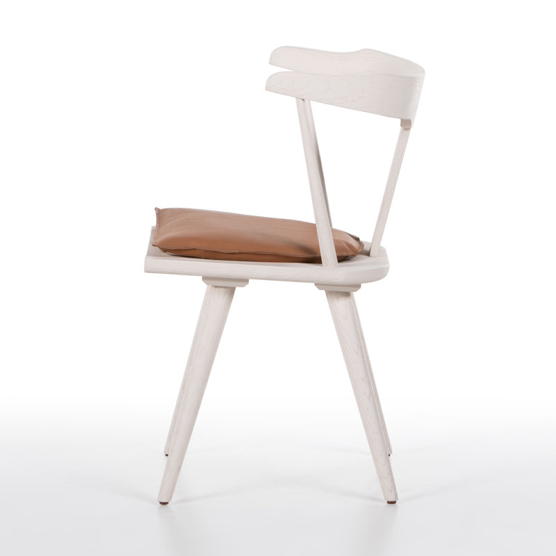 Ripley Dining Chair with Cushion, Whiskey Saddle, White
