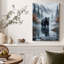Reflet d'un ours noir dans un ruisseau de montagne brumeux - Tableau sur toile-1948804577