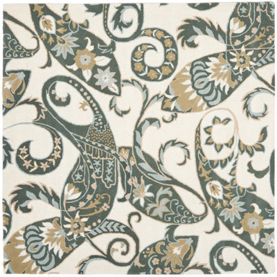 Tapis floral en laine touffeté à la main Amory