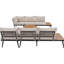 Véranda moderne avec coussins d'eau - Tables basses et coussins en bois beige pour patio