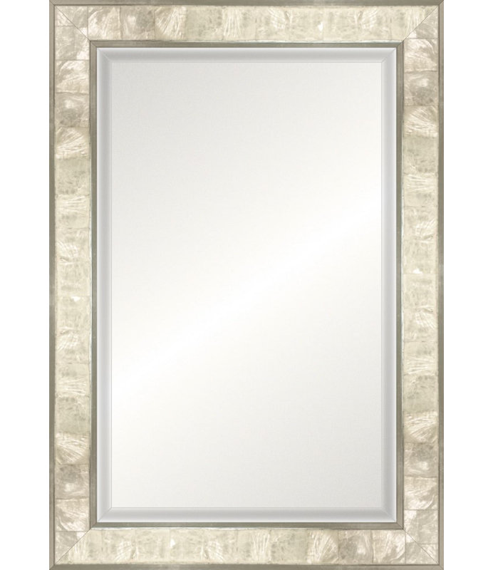 Capiz Shell Vanity Mirror, Rectangle 20" x 14", Capiz Shell with Silver, Beveled