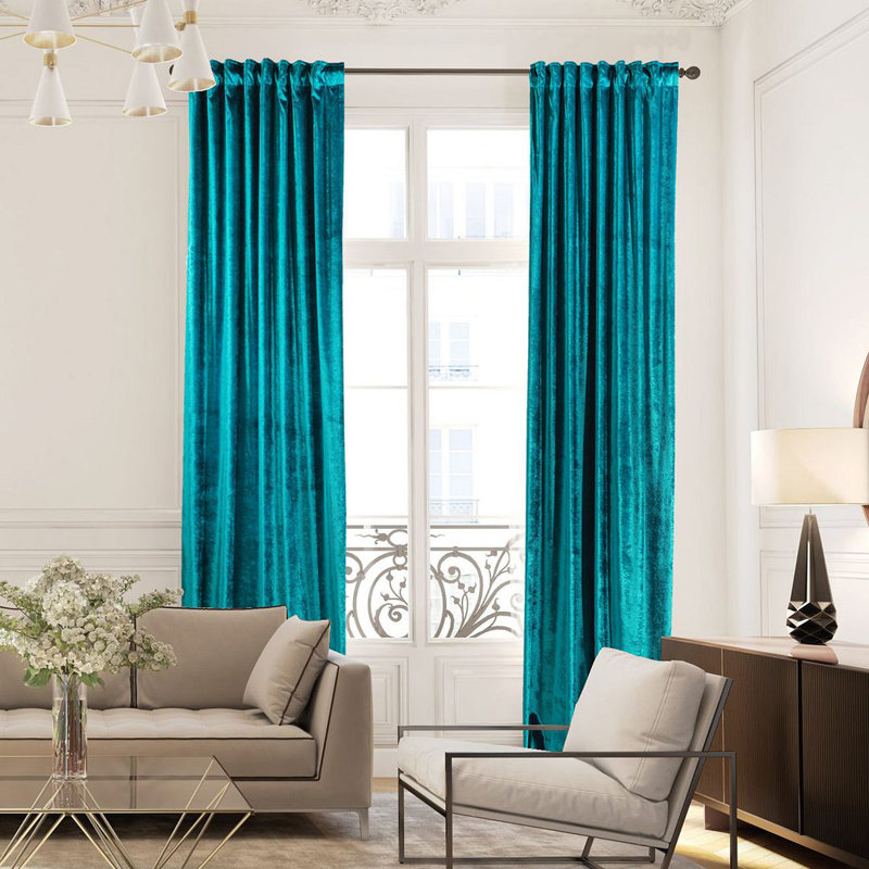 Blackout Thermal with Liner Extra Long & Extra Wide Shiny Velvet Decorative Curtain Panel, 140cm Width x 295cm Drop
