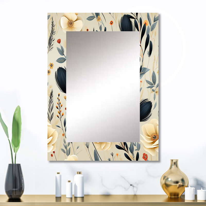 Motif de fougères Azizah nomade élégance bohémienne - grand miroir floral, décor de miroir mural traditionnel unique