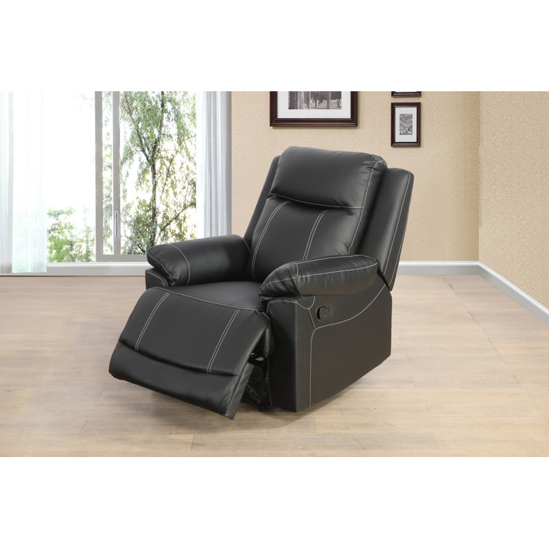 Fauteuil inclinable standard en similicuir de 38 po de largeur, Similicuir noir