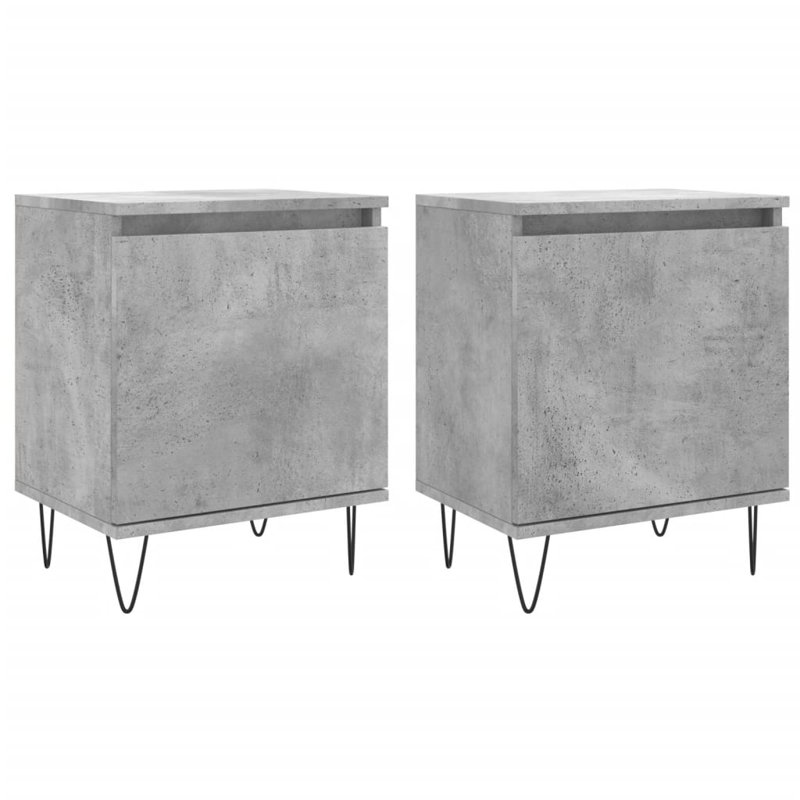 These bedside cabinets with an elegant design make a timeless addition to your interior decor., Concrete Grey, Set of 2