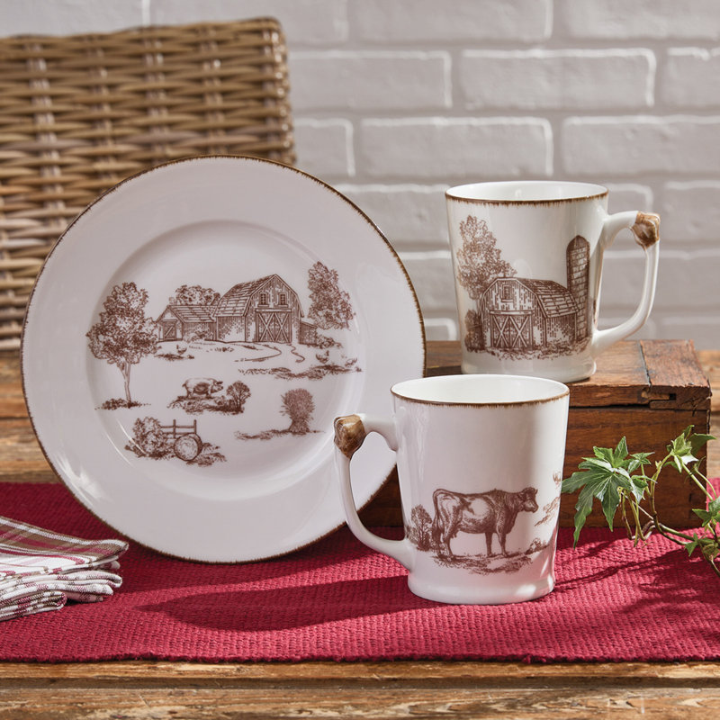 Park Designs Down On The Farm Toile Mug Set of 4