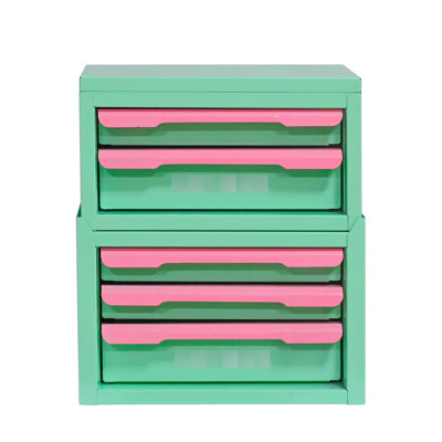 Drawer - Type Storage Box With 5 Drawers, Pink, , For Office And Dressing Table Five Organizer In Pull Out Handle, Waterproof Surface Easy Cleaning