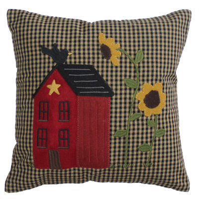 Black Cotton Applique Reversible Throw Pillow