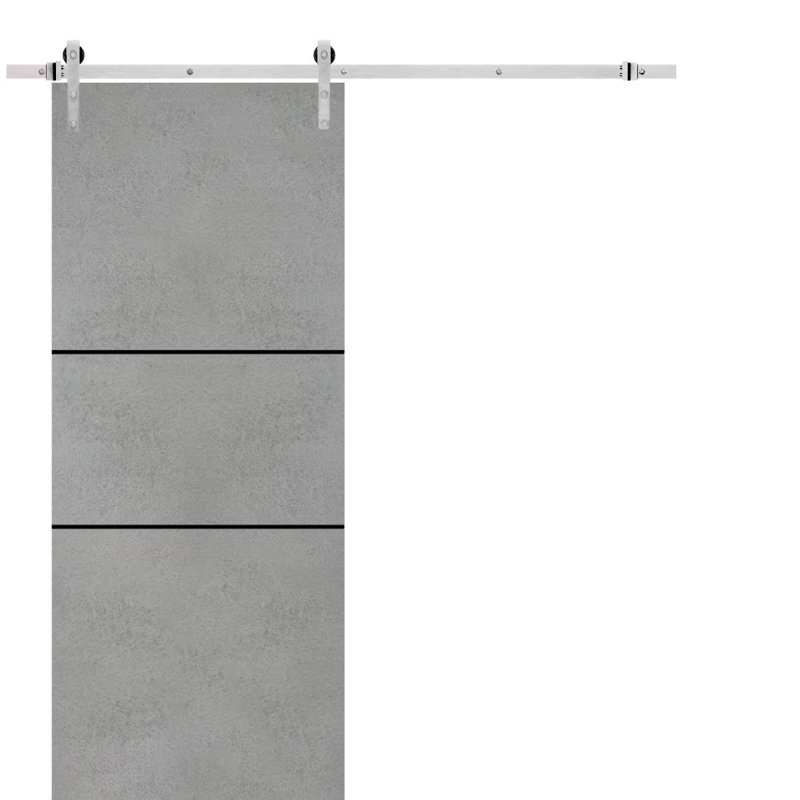 Porte de grange en bois massif massif, Béton, 18 po x 80 po