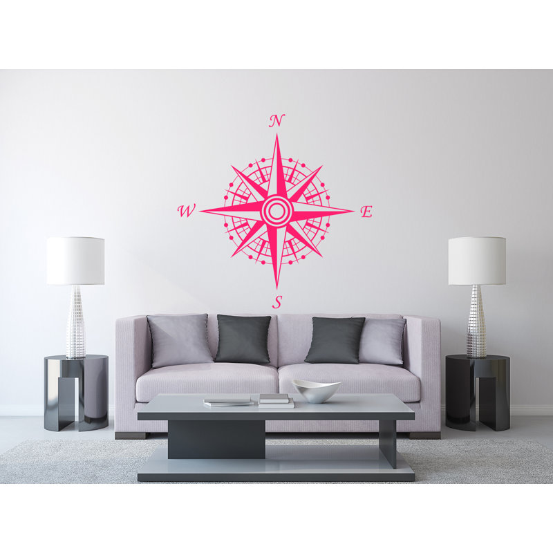 Décalcomanie murale autocollante compass, Rose vif