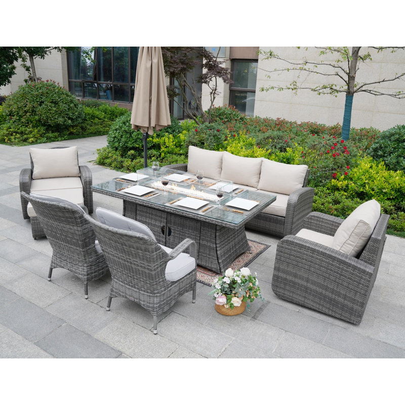 Aerolyn 8 - Person Patio Conversation Set with Cushions