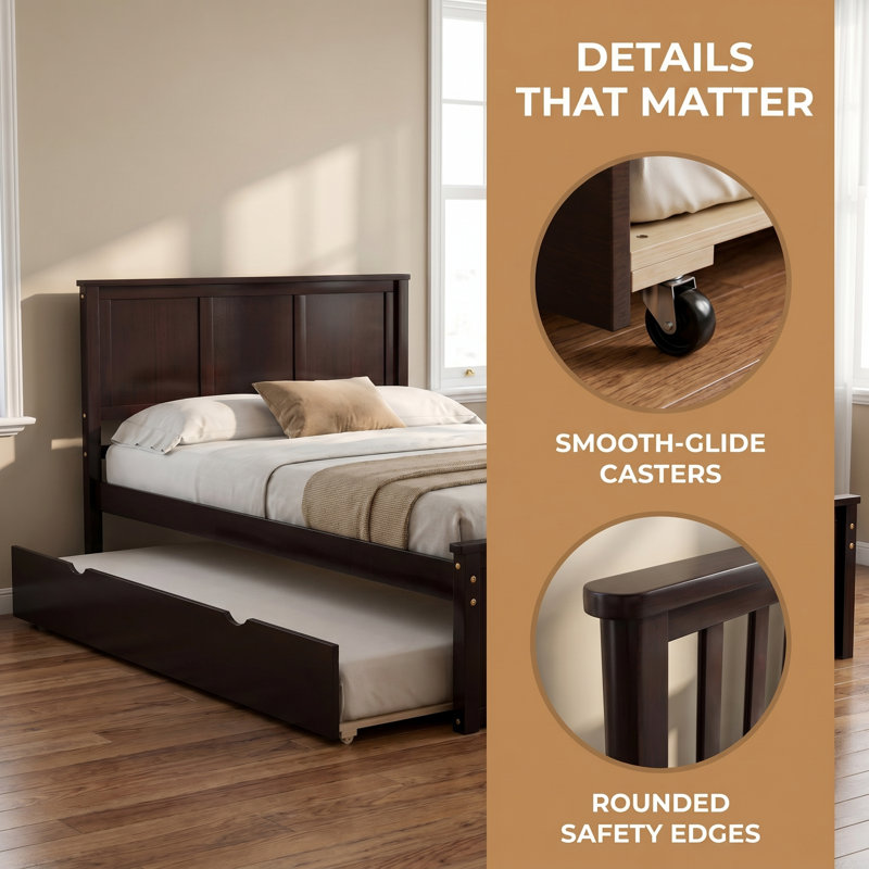 Lit plateforme simple avec lit gigogne simple, Espresso 