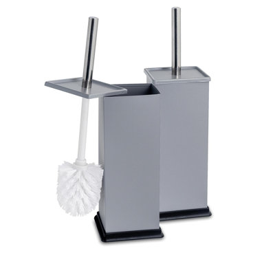 Harbour Housewares - 2x Square Toilet Brushes with Holder