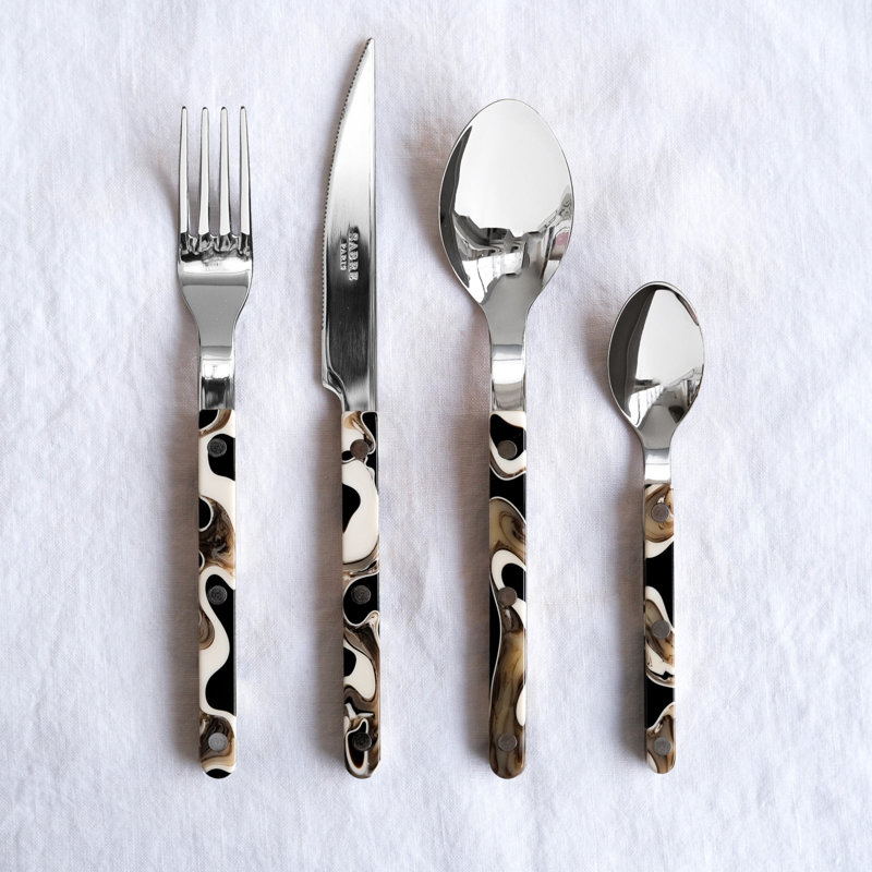 Bistrot Dune 4 - Piece Stainless Steel Flatware Set - Service for 1, Black