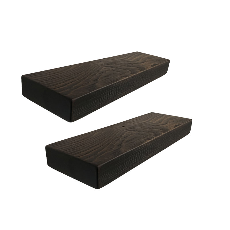 Mcevoy 2 Piece Pine Floating Shelf, Mocha, 2" H x 18" W x 6" D