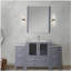 Meuble-lavabo simple gris profond de 54 po de largeur x 18,25 po de profondeur, avec armoire latérale, avec comptoir en céramique blanche