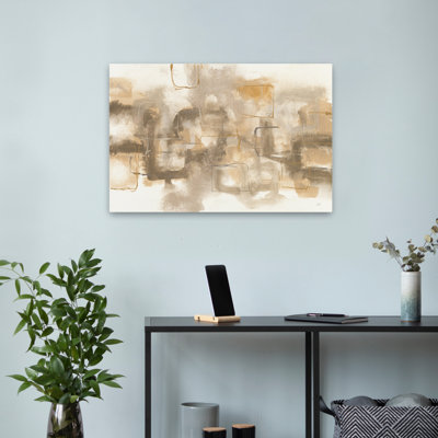 «Golden Neutrals I» - art abstrait doré à la flamme d'automne