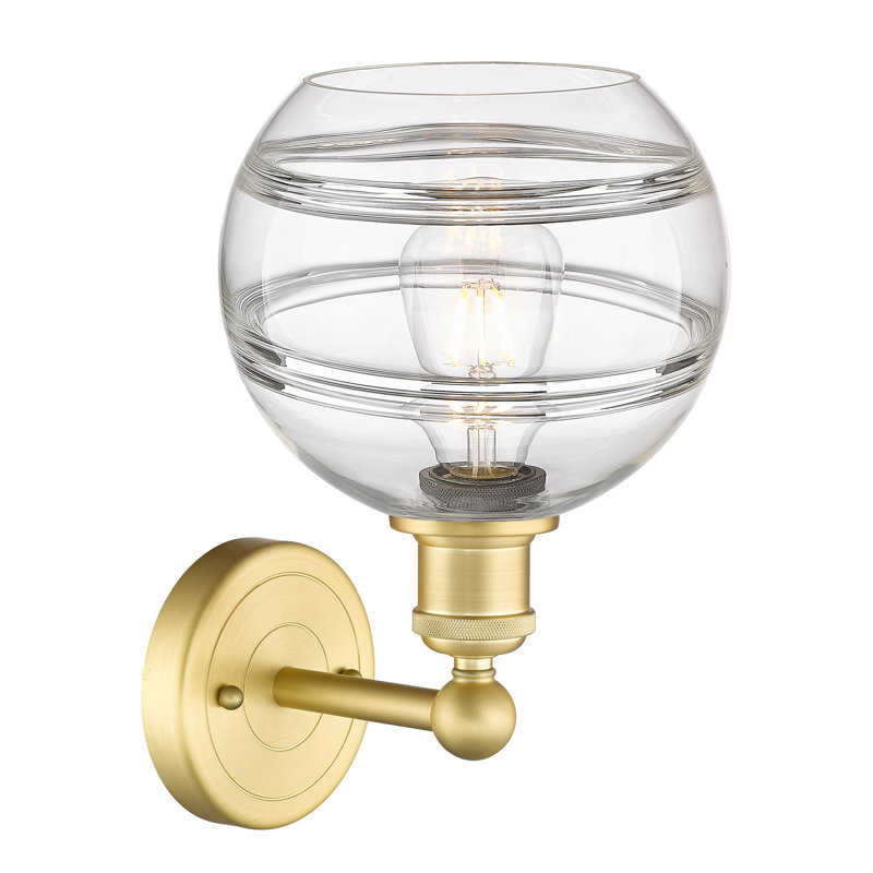 Applique murale 8 lumières Edison Bienes, Or satiné, Transparent, H 12,13 po x l 8 po x P 8,5 po
