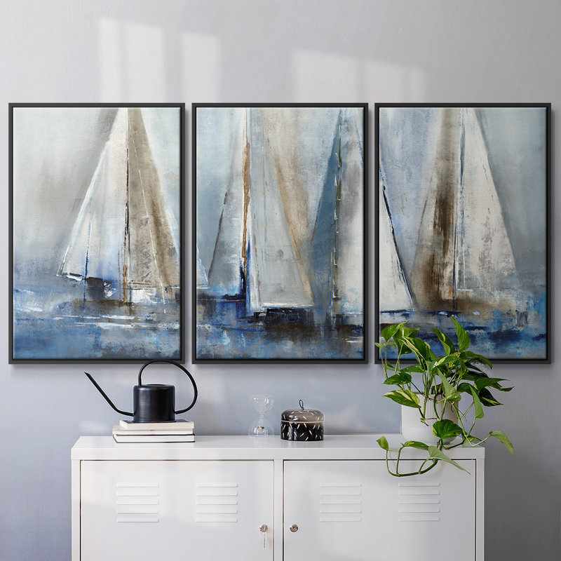 «Quiet Wind II», reproduction sur toile 3 pièces, H 24 po x l 48 po x P 2 po, Noir