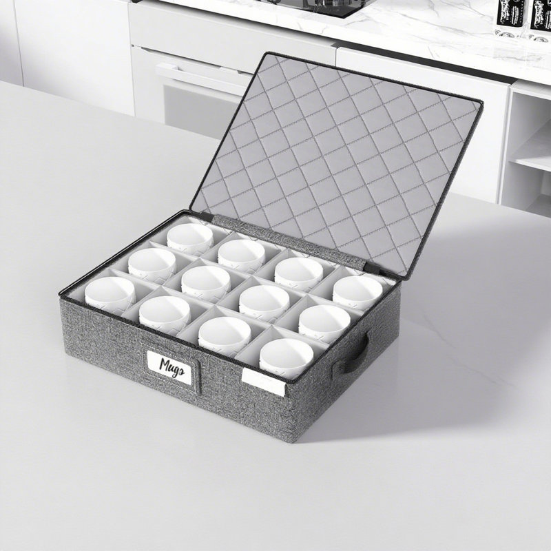 Cup and Mug Storage Box with Hard Shell