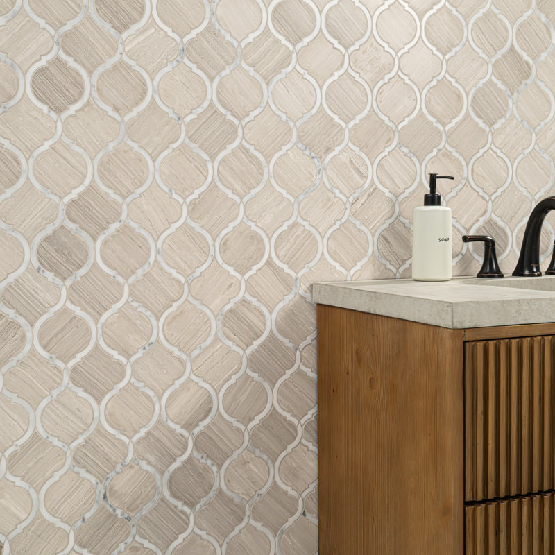 Carrelage mosaïque en marbre poli 11 po x 13 po Tivoli