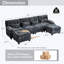 Canapé 119 po 4 places avec 2 repose-pieds - dossier réglable à 4 positions, 350 lb / siège, tissu chenille doux, 4 coussins décoratifs, assemblage facile-2056759782