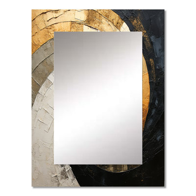 Beige Spiral Poteries I - Abstract Spirals Decorative Mirror, Beige Wall Mirror, Printed Metal Art