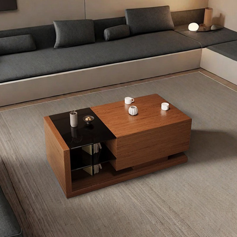 Table basse simple en bois massif au design rétro, H 17,71 po x L 47,24 po x l 23,62 po