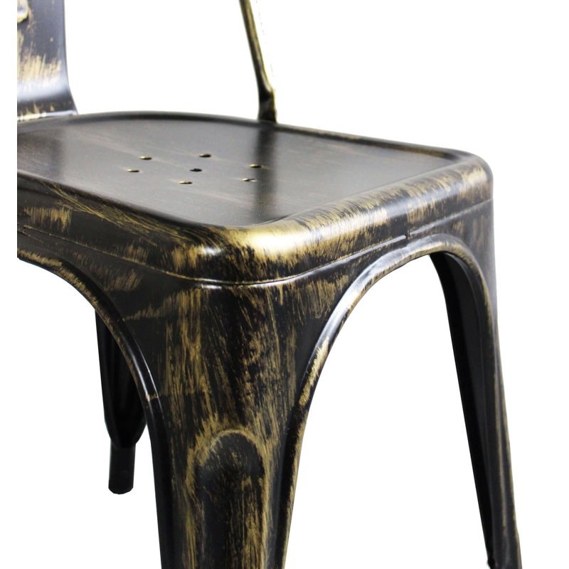 Barretti Patio Dining Side Chair, Black/Gold