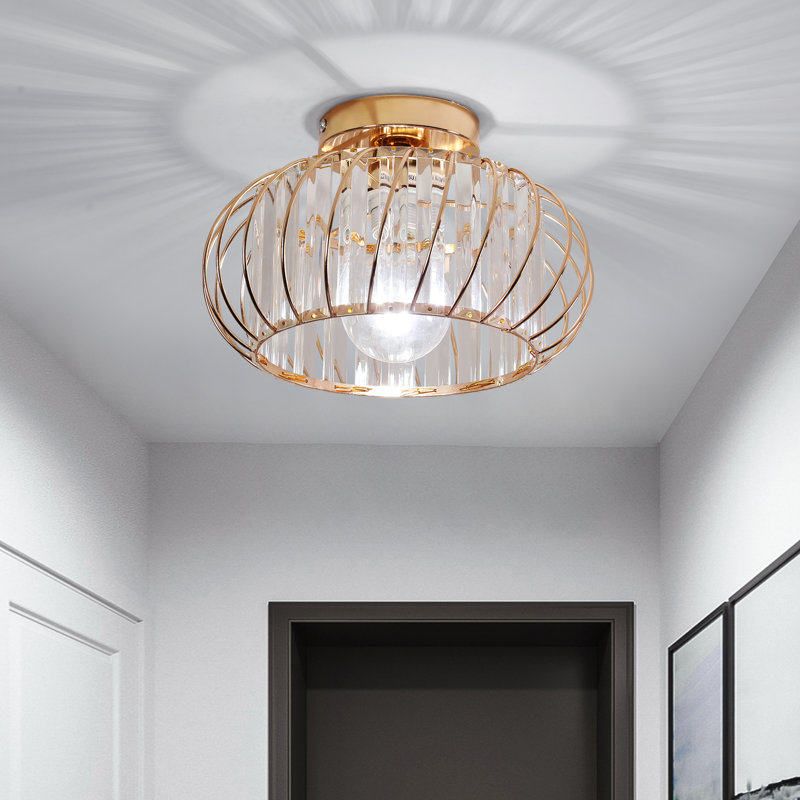 28CM Crystal Iron Small Flush Mount, Gold
