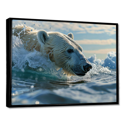 Ours polaire nageant dans la mer Arctique - ours, impression murale