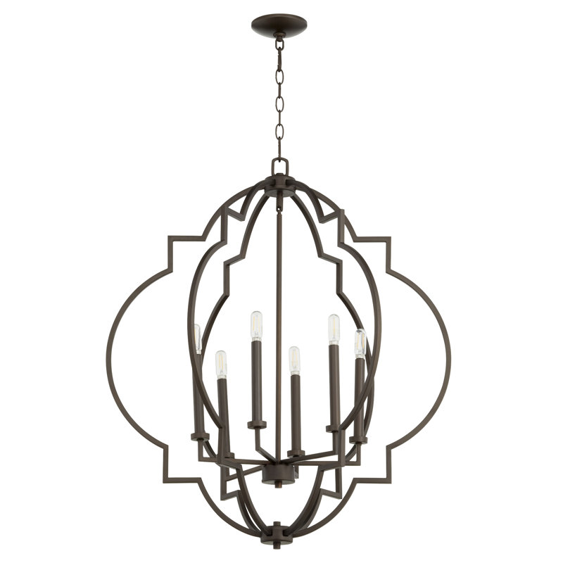 Lustre géométrique à 6 lumières Dooley, Bronze huilé