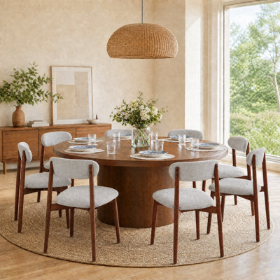 Ensemble de chaises de salle à manger rembourrées Modern 8 pièces avec dossier incurvé et structure en bois massif
