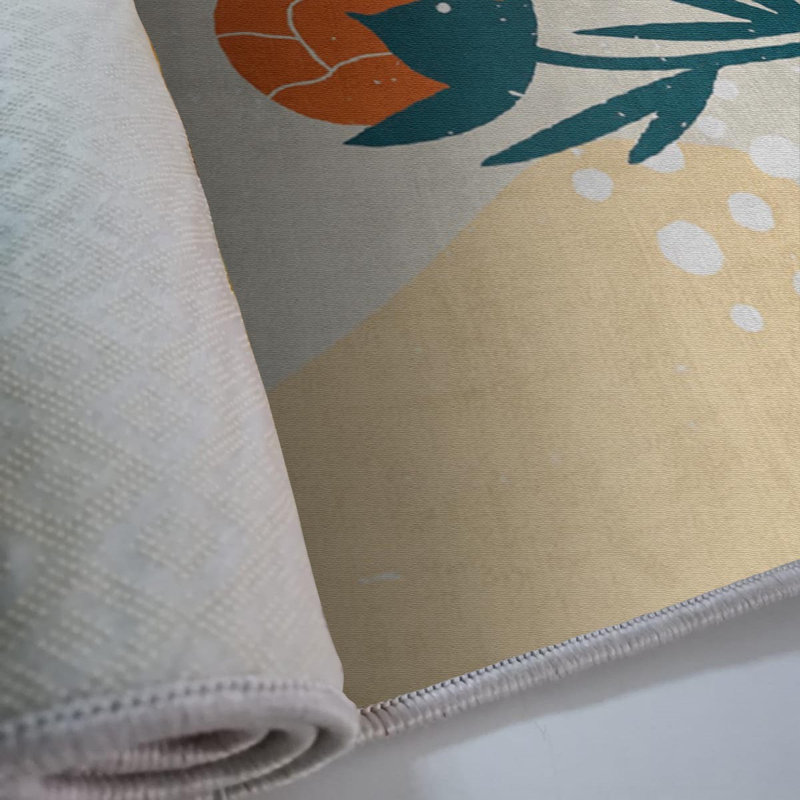 Stylish Woven Area Rug, 5.2 x 7.5 Feet, 100% Polyester with Non-Slip Felt Dot Underside | Pile Height: 0.4 inches, Total Thickness: 0.4 inches | Machine Washable, Digital Printed, Perfect for Living Room & Bedroom Decor