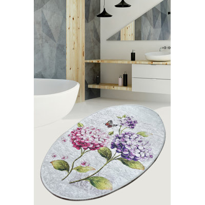 Tapis gris / mauve / vert en velours tissé à plat Dews