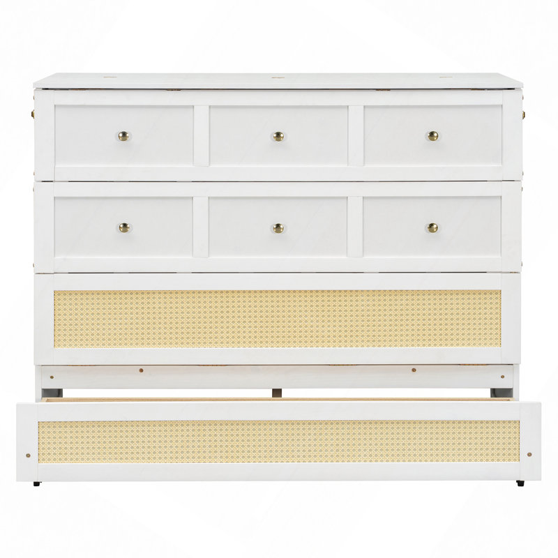Murphy Bed With Large Drawers, White