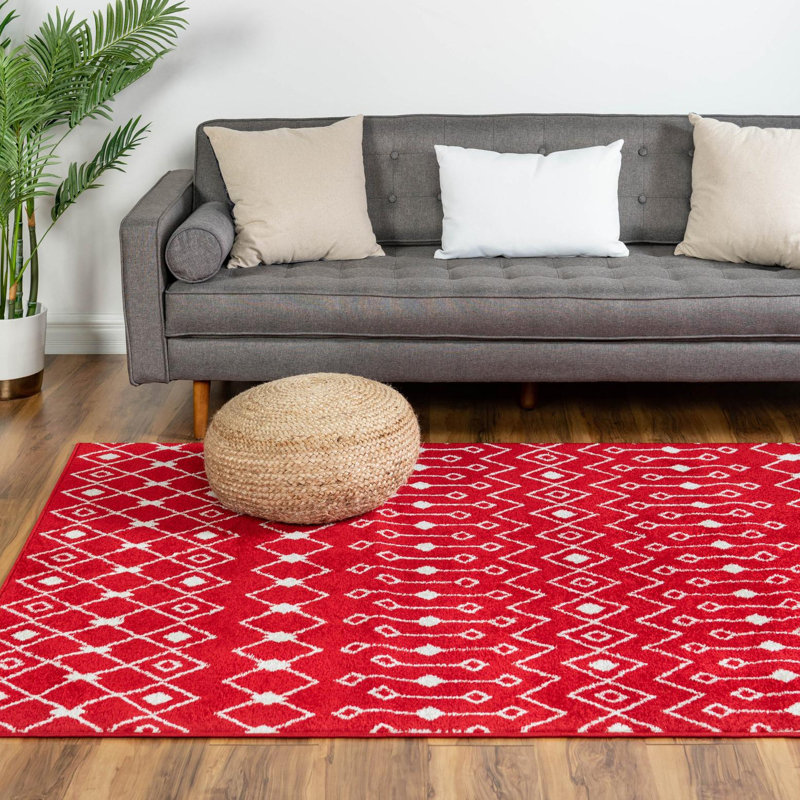 Somerville Geometric Indoor Rug, Rectangle 9' x 12', Red