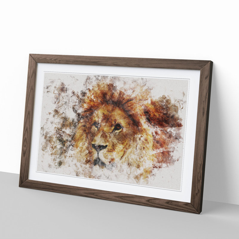 Lion Vol.6 - Framed Print, 36cm H x 48cm W x 2cm D, Walnut Framed
