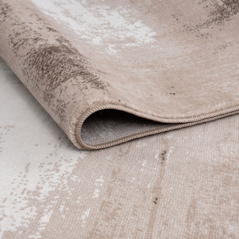 Elaris Collection Rectangle Abstract Area Rug, Beige/Ivory, 120X170 cm