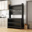 65'' Tall Kitchen Bakers Rack With Flip Door Cabinet, 5 Tier Multifunctional Microwave Stand Buffet, Coffee Bar, Quick Assembly, Grey