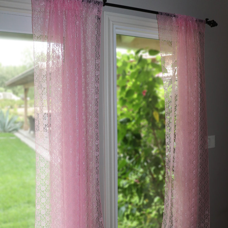 Pateros Lace Sheer Curtain Single Panel, 58" W x 108" L, Pink