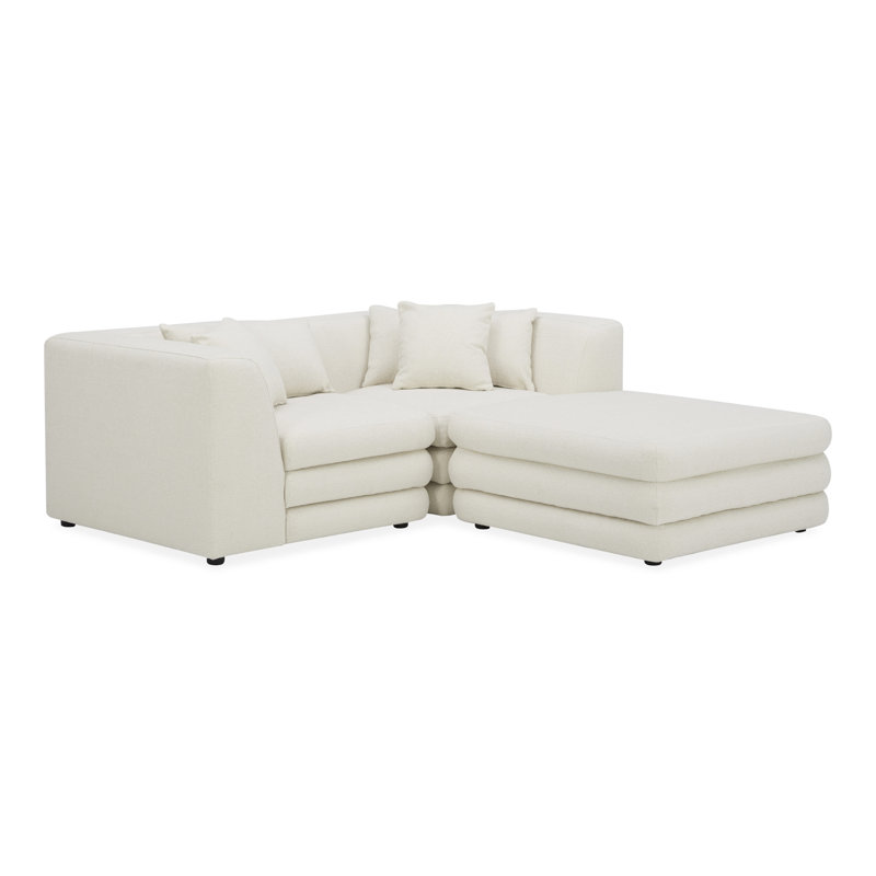 Canapé modulaire 3 pièces Donia, Natté blanc chaud