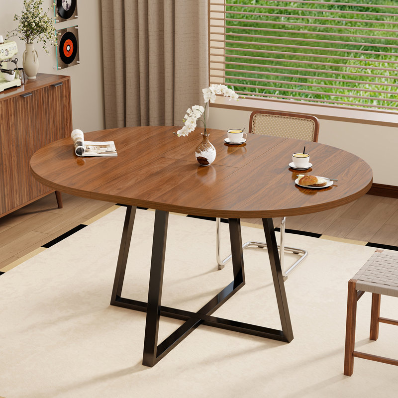Table de salle à manger extensible, table de salle à manger ovale pour la cuisine et la salle à manger, 43,3 po à 59 po, noyer