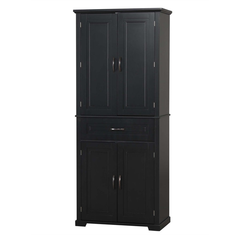 Bathroom Storage Cabinet With Doors And Drawer, Multiple Storage Space, Adjustable Shelf, Black